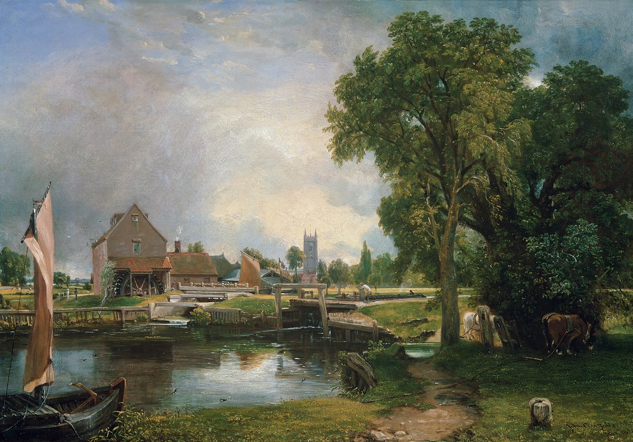 Dedham Lock and Mill, 1820 autorstwa John Constable