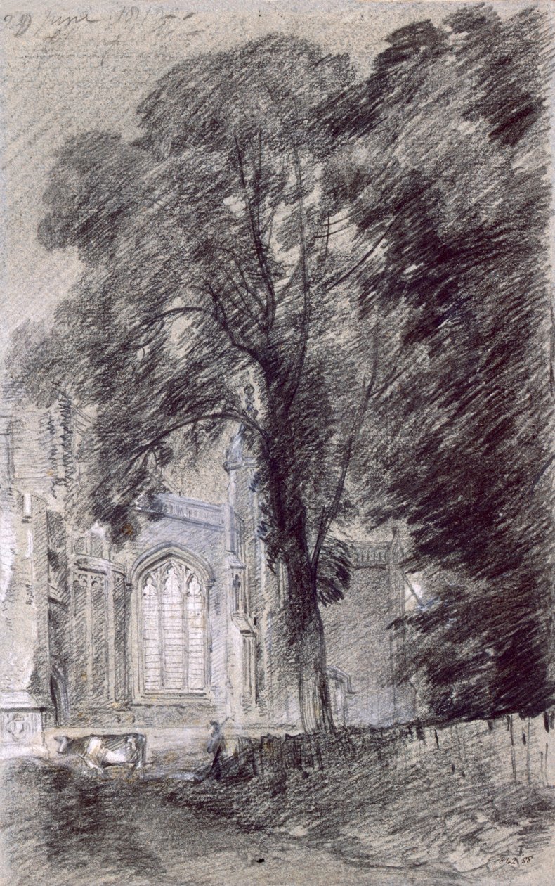 East Bergholt Church - West End (grafit na papierze) autorstwa John Constable