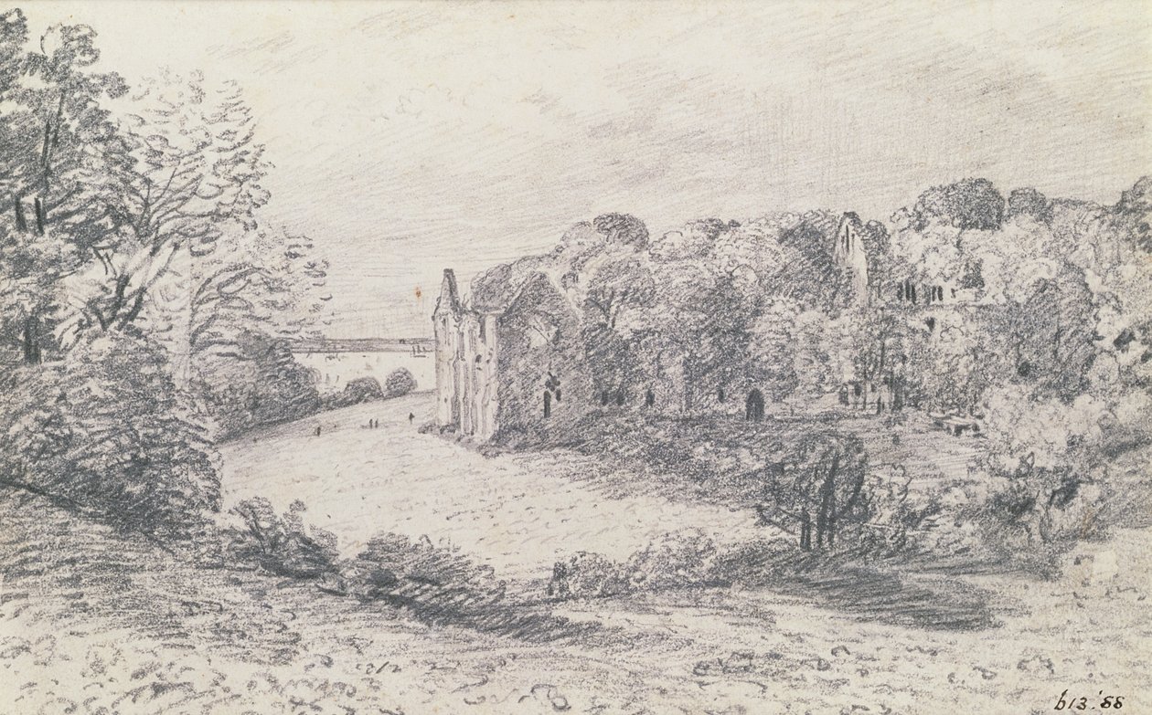 Opactwo Netley, 1888 (rysunek) autorstwa John Constable