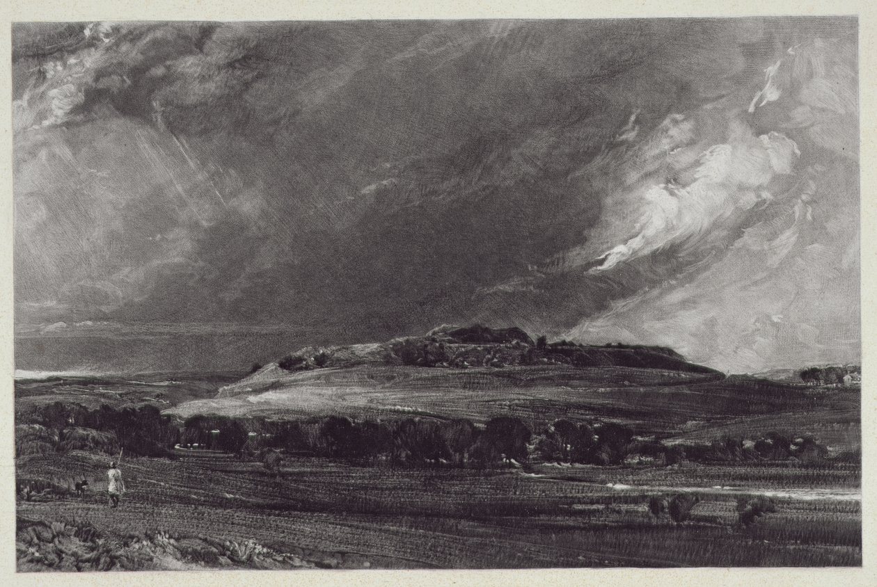 Stare Sarum, rytowane przez Davida Lucasa (1802-81), 1833 (rycina mezzotinta) autorstwa John Constable