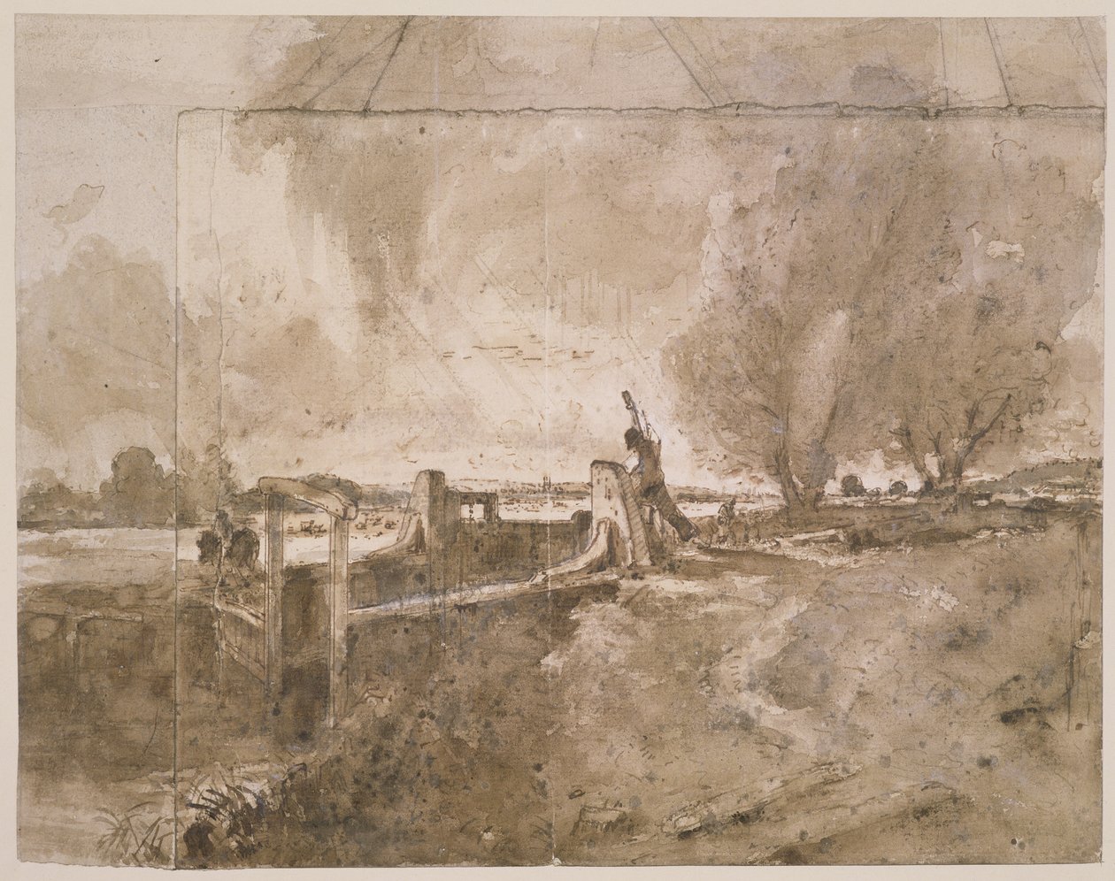 PD.11-1951 Studium do „Zamka”, ok.1826 (ołówek i pranie na papierze) autorstwa John Constable