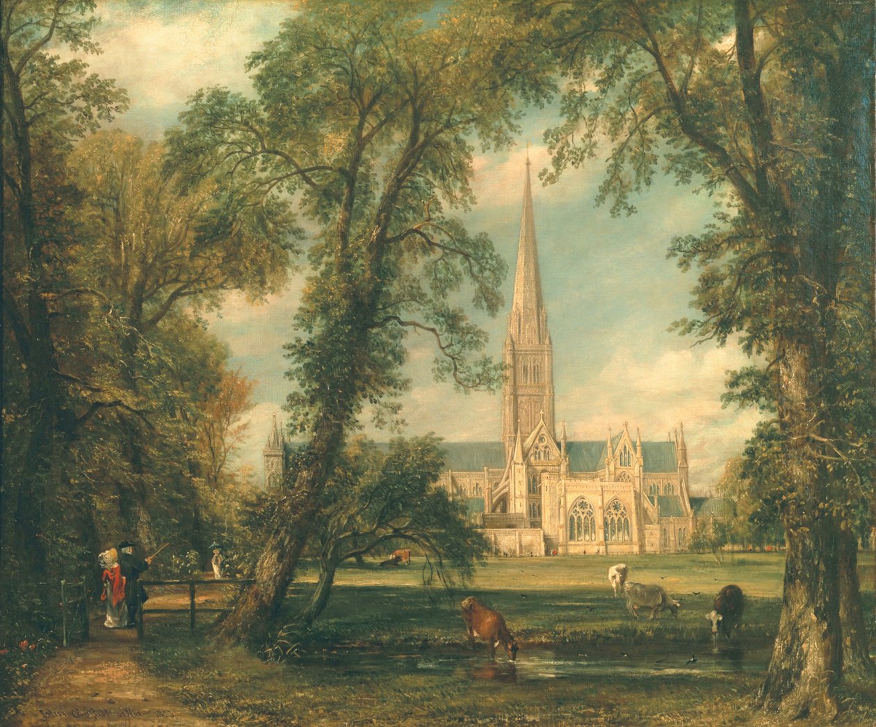 Katedra w Salisbury z terenów biskupich, 1823-26 autorstwa John Constable
