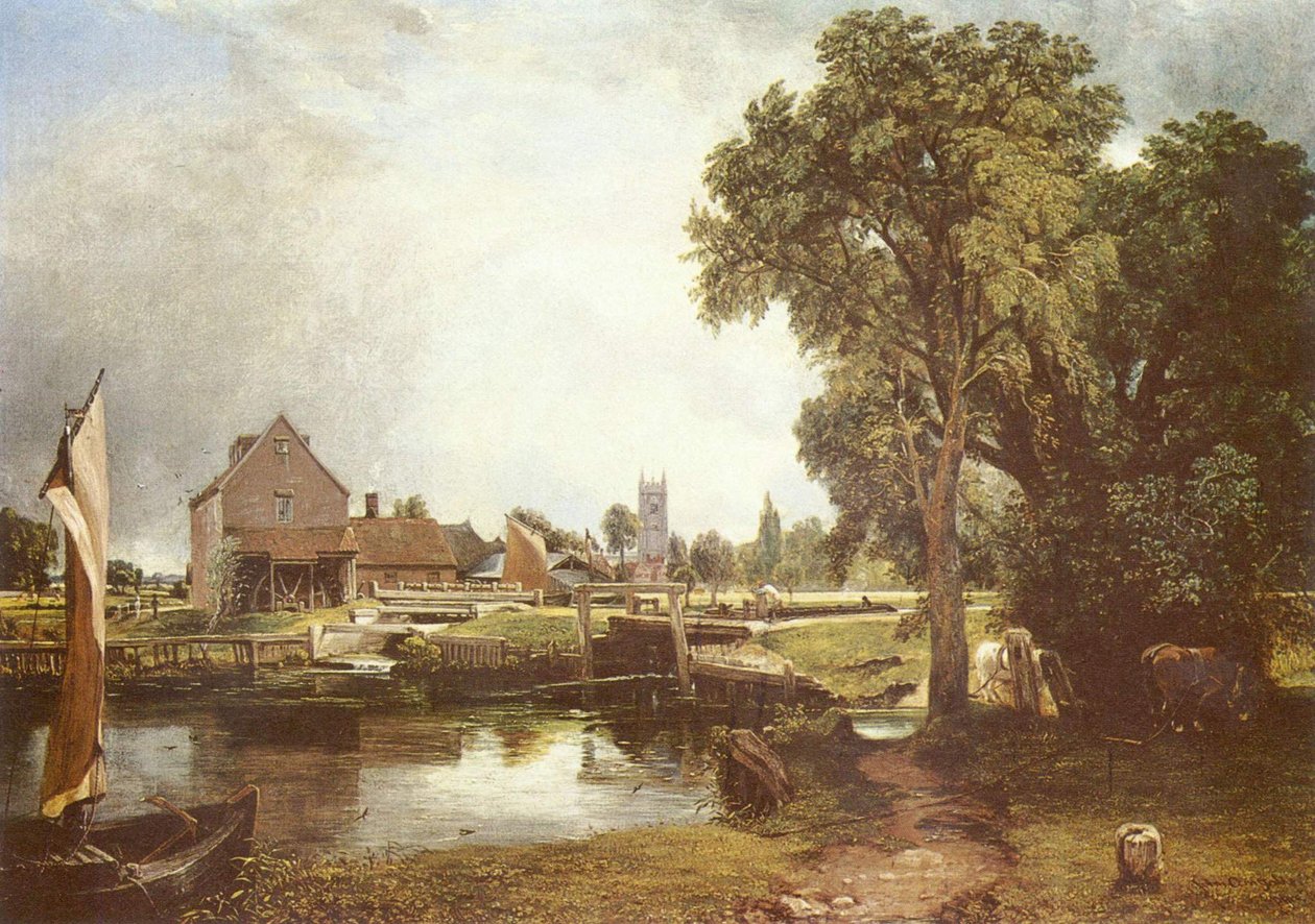 Brama śluzy i młyn w Dedham autorstwa John Constable