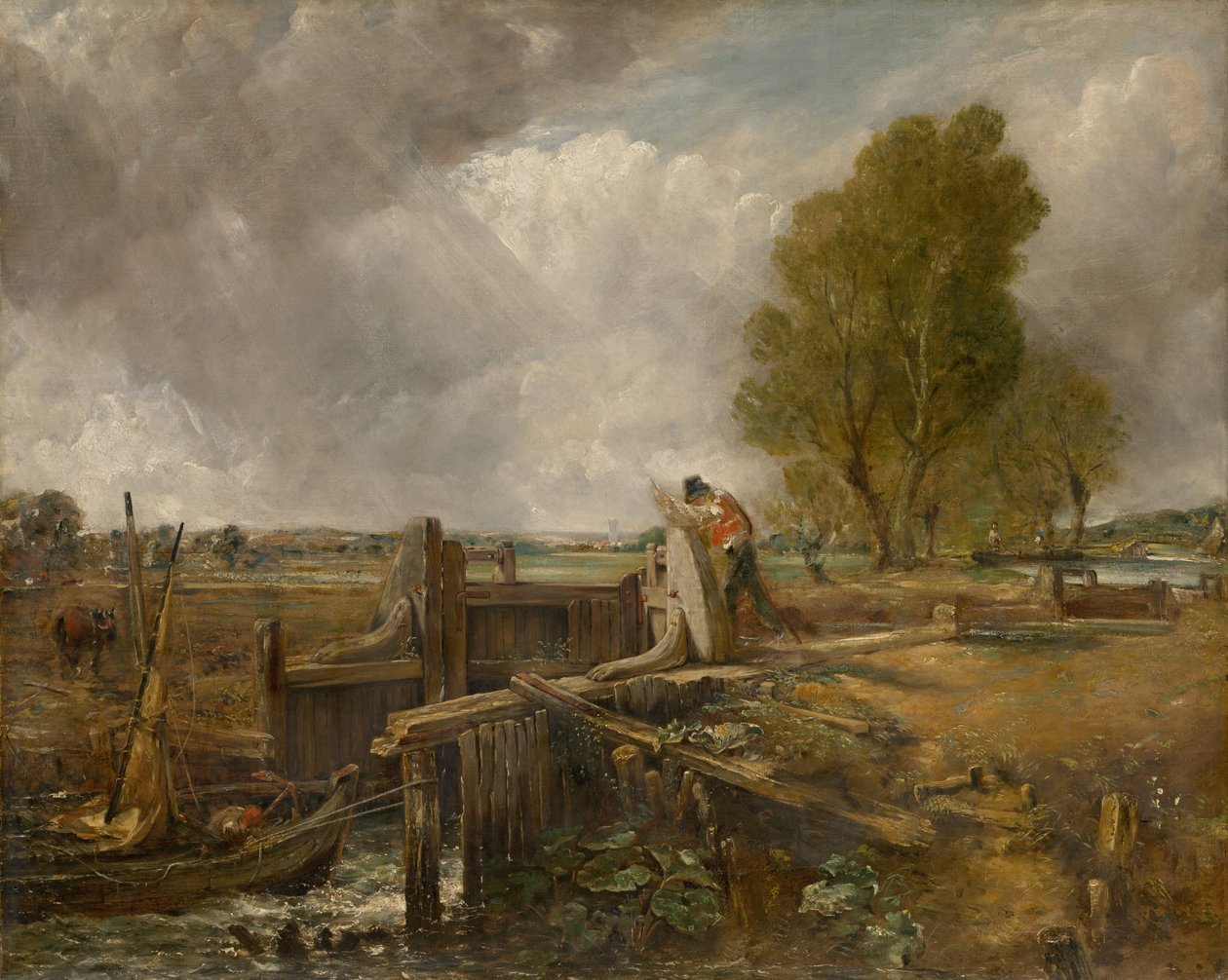 Badanie łodzi przepływającej przez śluzę autorstwa John Constable