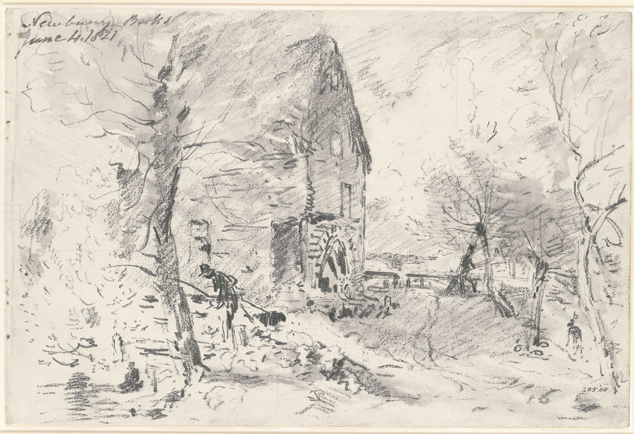 Młyn wodny w Newbury (ołówek) autorstwa John Constable