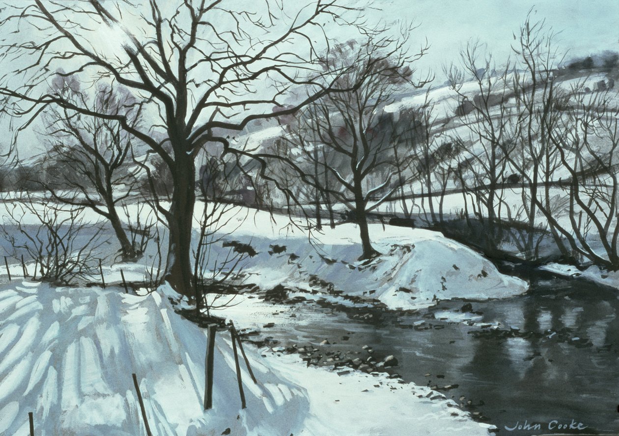 Zimowa Rzeka, 1996 (gwasz) autorstwa John Cooke
