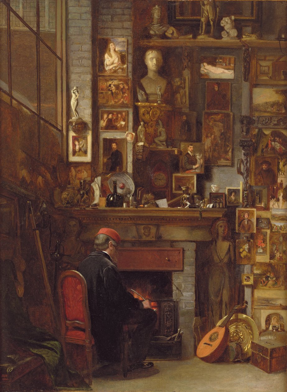 Przy ogniu w studiu, 1860 autorstwa John Dawson Watson