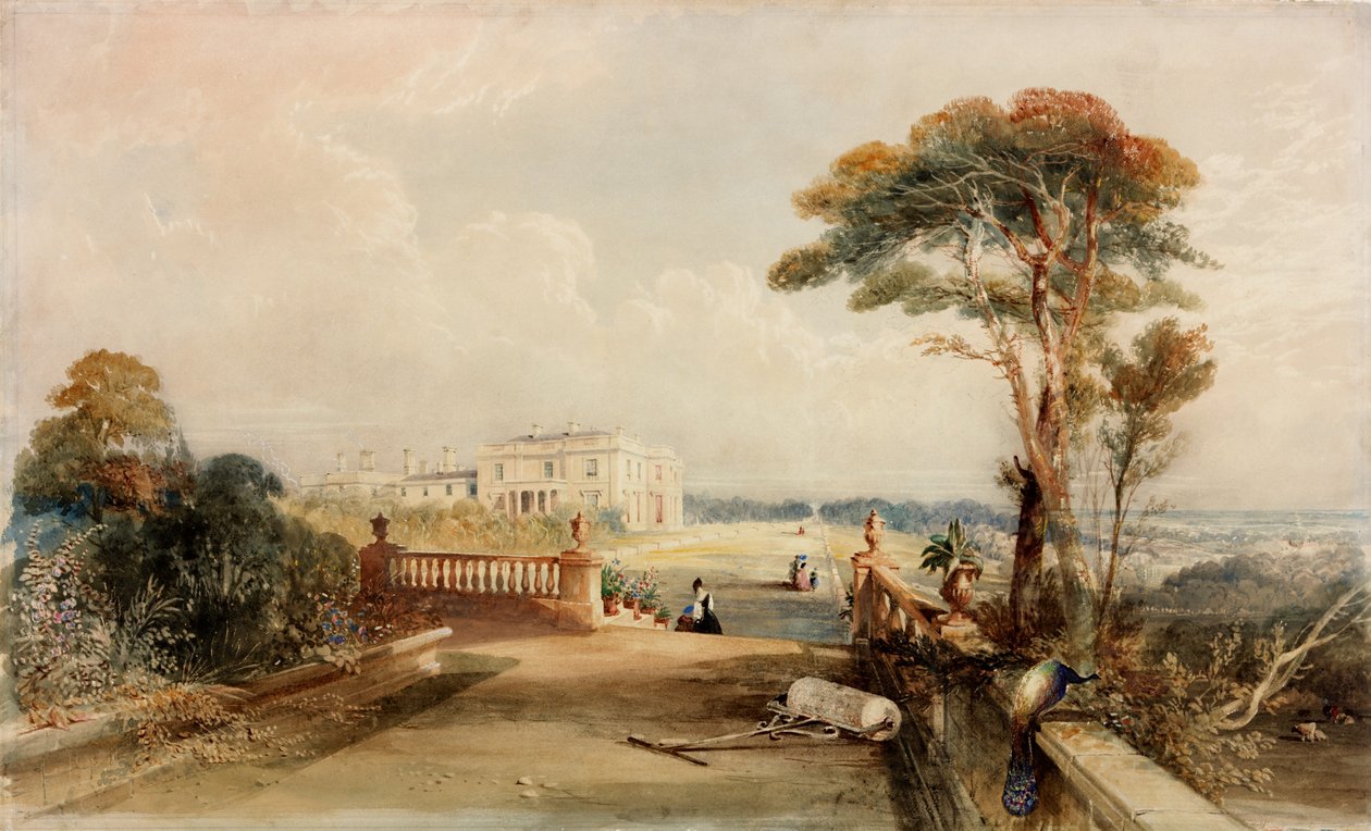 Meldon Park, Northumberland (BC, kreda, długopis, atrament, ołówek i wc na papierze) autorstwa John Dobson