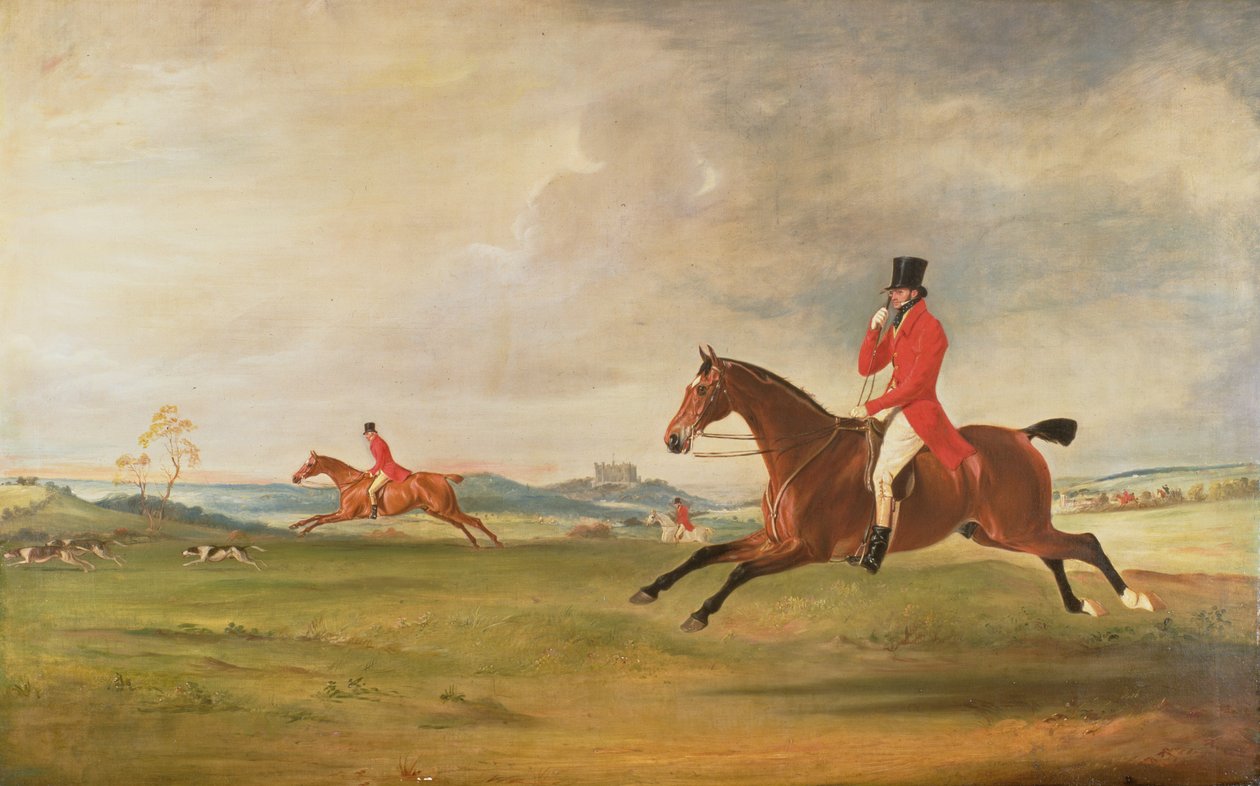 John, 5. książę Rutland, generał lord Charles Manners i generał lord Robert Manners Hunting autorstwa John E. Ferneley