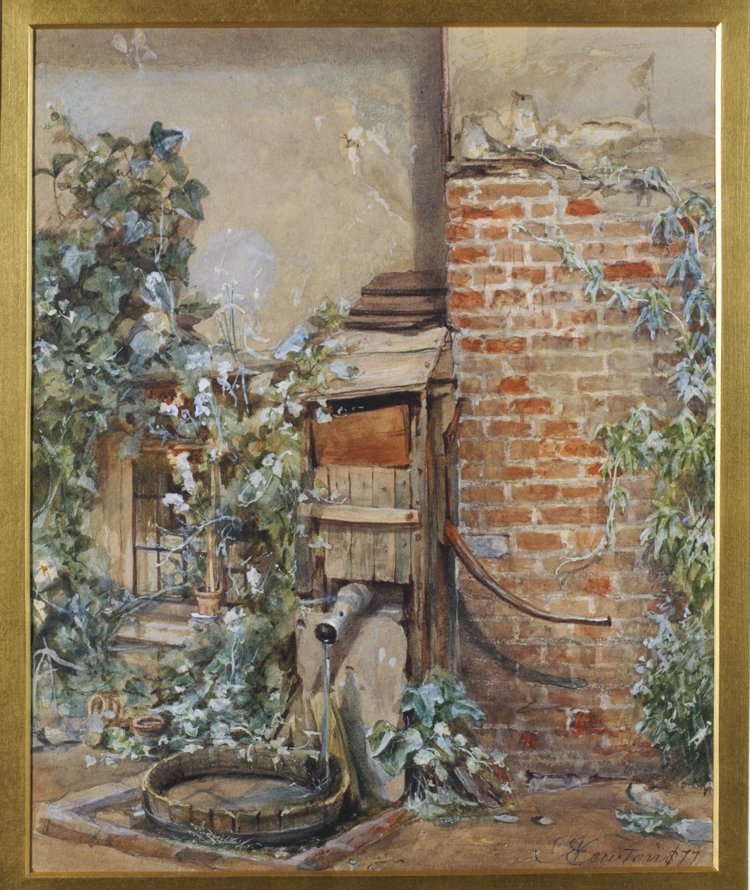 Studium starej pompy wodnej, 1877 wc na papierze autorstwa John Edward Newton
