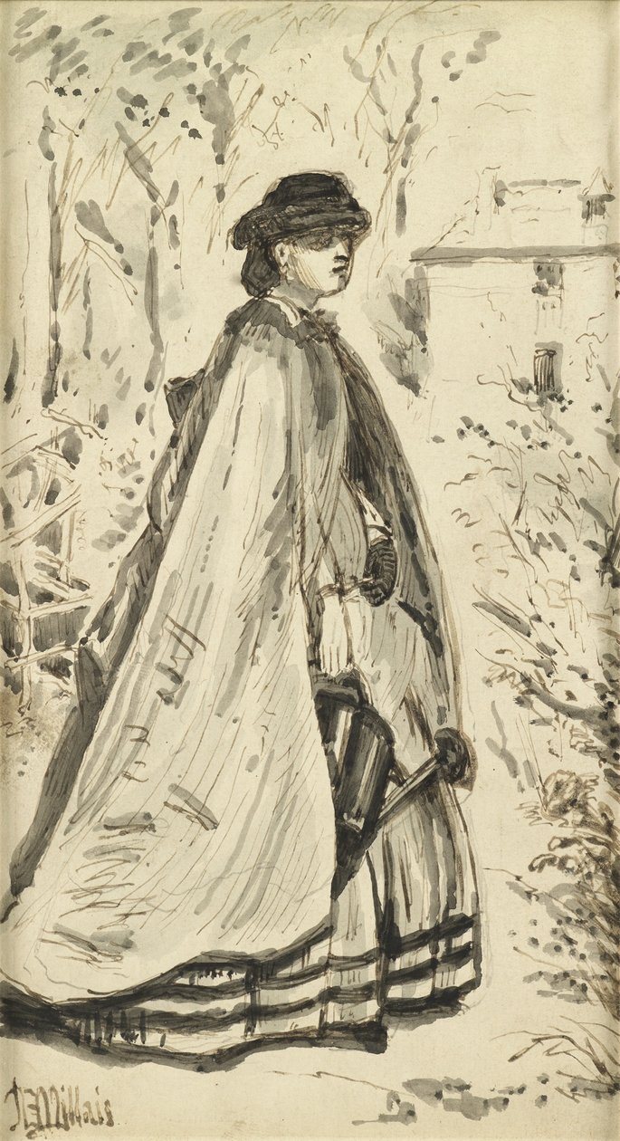 Kwiaty piękniejsze niż róża (pióro, tusz i wash na papierze) autorstwa John Everett Millais