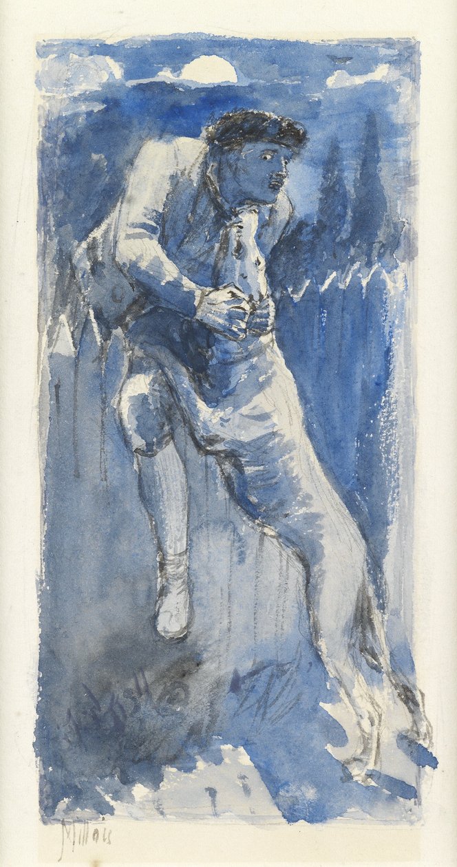 Obrona, ok. 1849-50 (ołówek i pranie na papierze) autorstwa John Everett Millais
