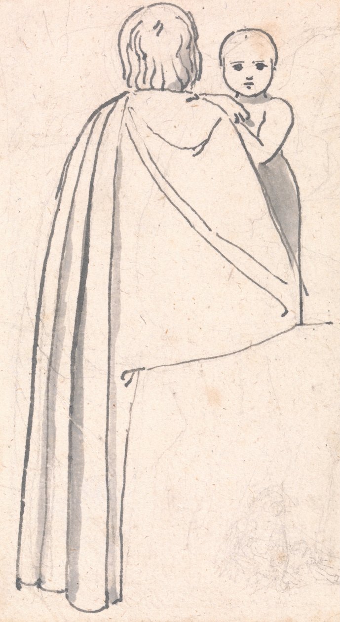 Widok kobiety z dzieckiem patrzącej przez ramię z tyłu autorstwa John Flaxman