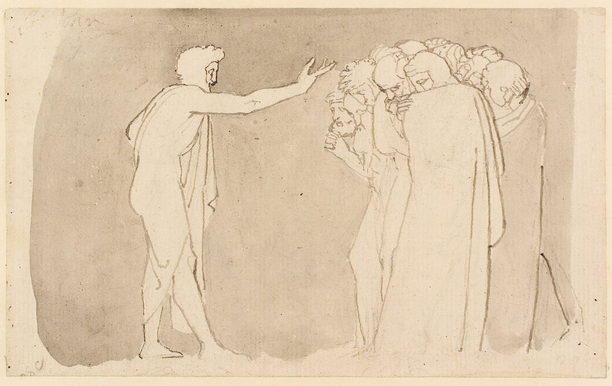 Kaznodzieja św. Jana Chrzciciela (ołówek, długopis, atrament i pranie) autorstwa John Flaxman