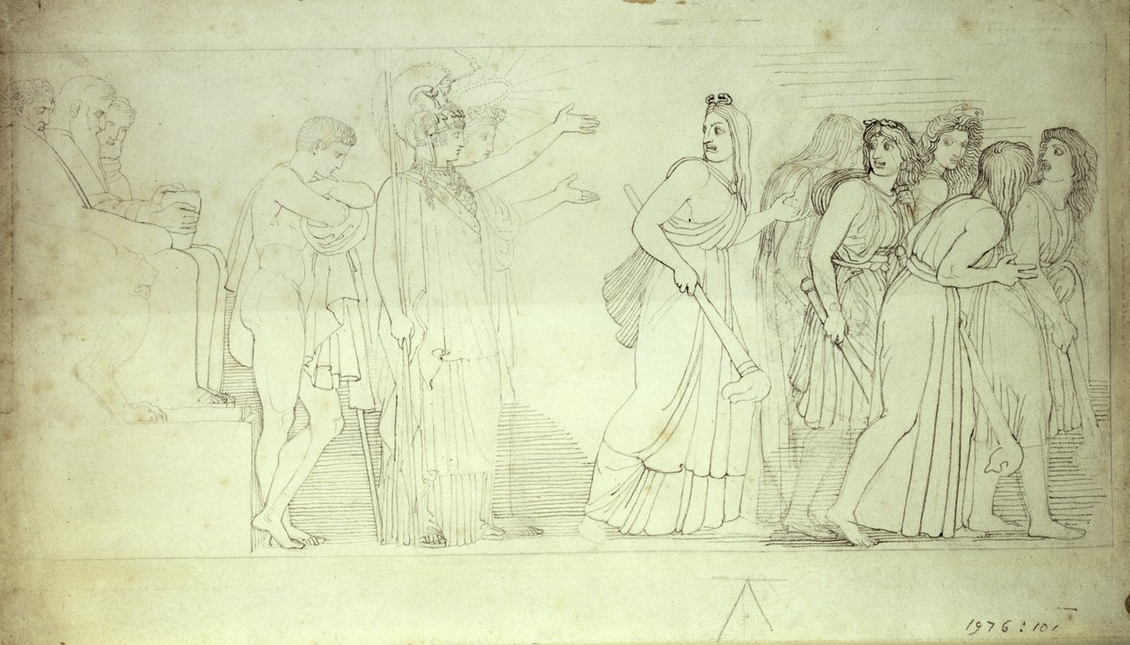 Furie odlatujące z Ateny, Apolla i Orestesa, XVIII wiek autorstwa John Flaxman