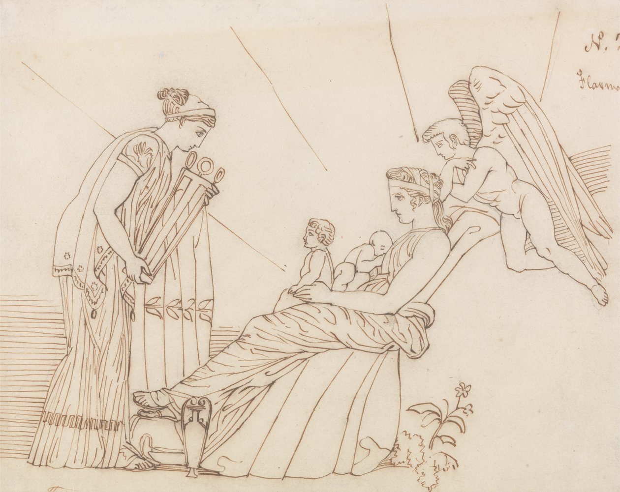 Do Phoebusa przy jego narodzinach, od Ajschylosa, Furii autorstwa John Flaxman
