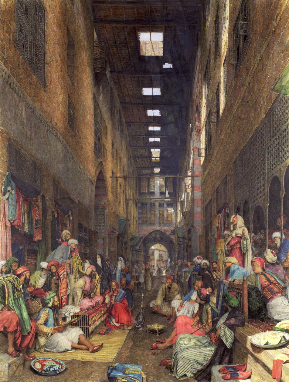 Bazar, Kair, 1872 (wc i kolor nadwozia na papierze) autorstwa John Frederick Lewis
