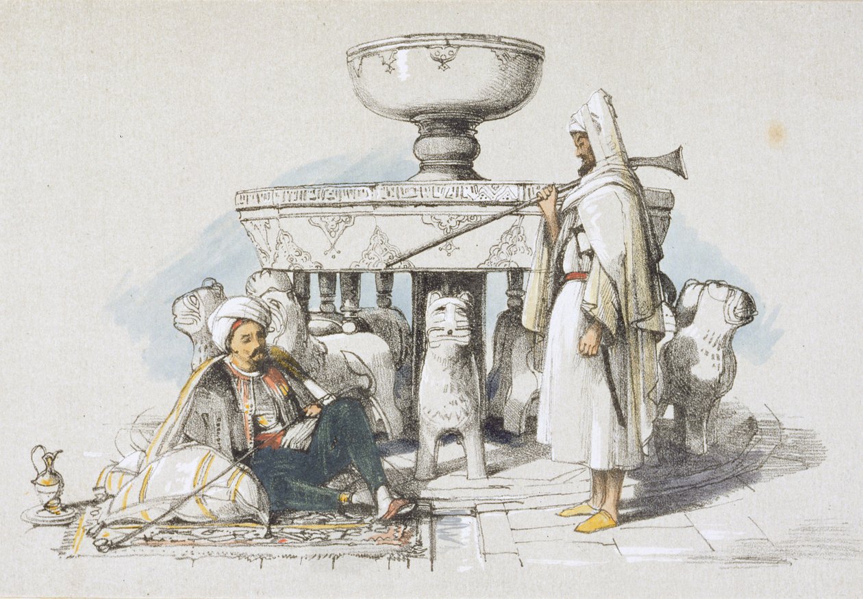 Fontanna Lwów, winieta z "Szkiców i rysunków Alhambry", 1835 r. autorstwa John Frederick Lewis