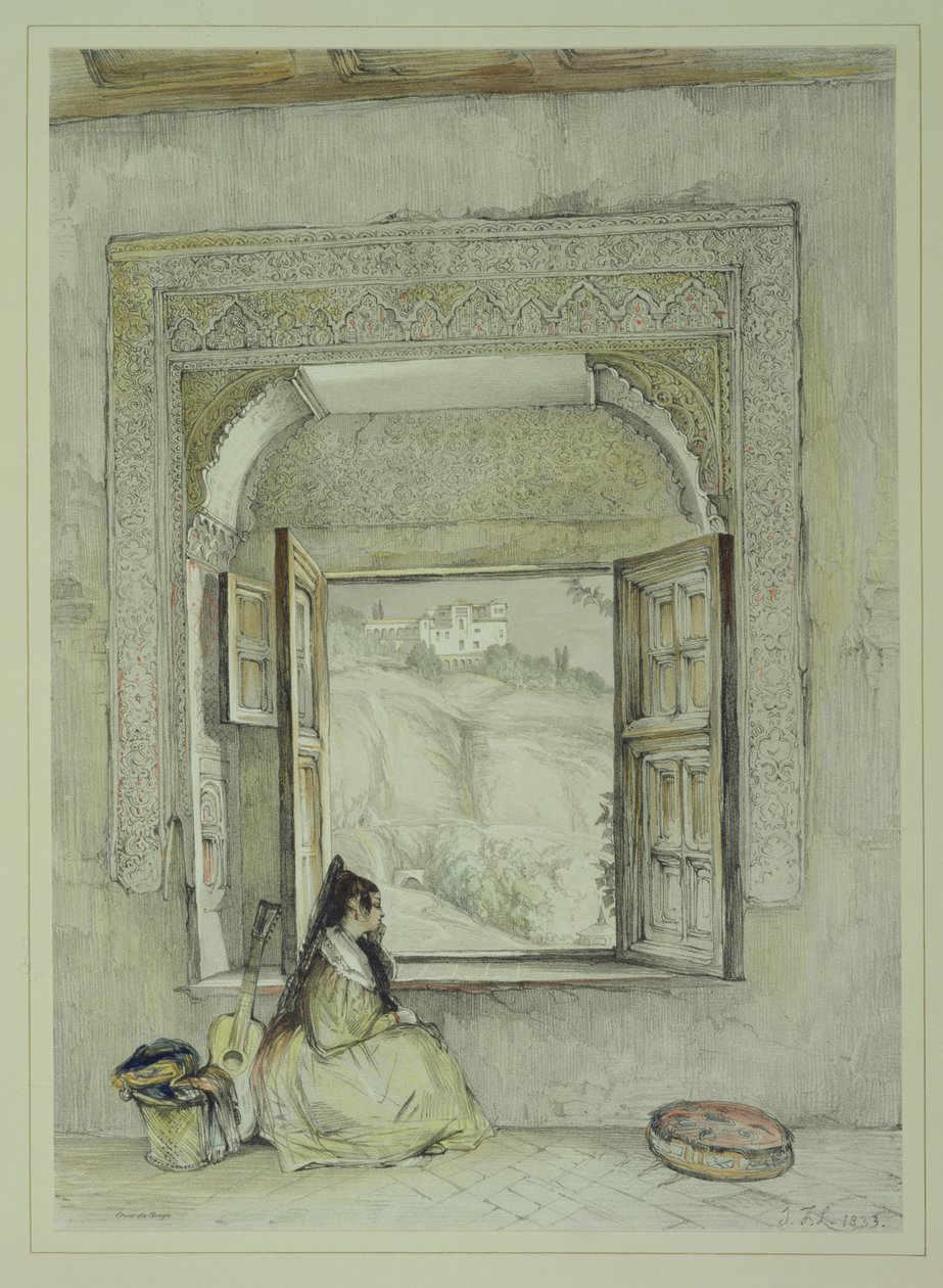 Pałac Generalife, z Casa de Chapi, ze "Szkiców i rysunków Alhambry", wyryte przez Williama Gauci (fl.1825-54), 1833 autorstwa John Frederick Lewis