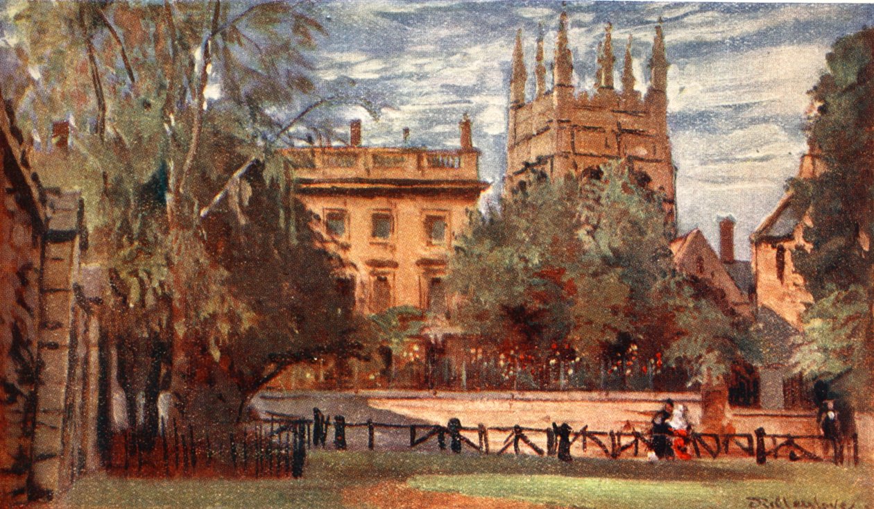 Corpus Christi College i Merton Tower, z Christ Church Meadows, 1903 autorstwa John Fulleylove