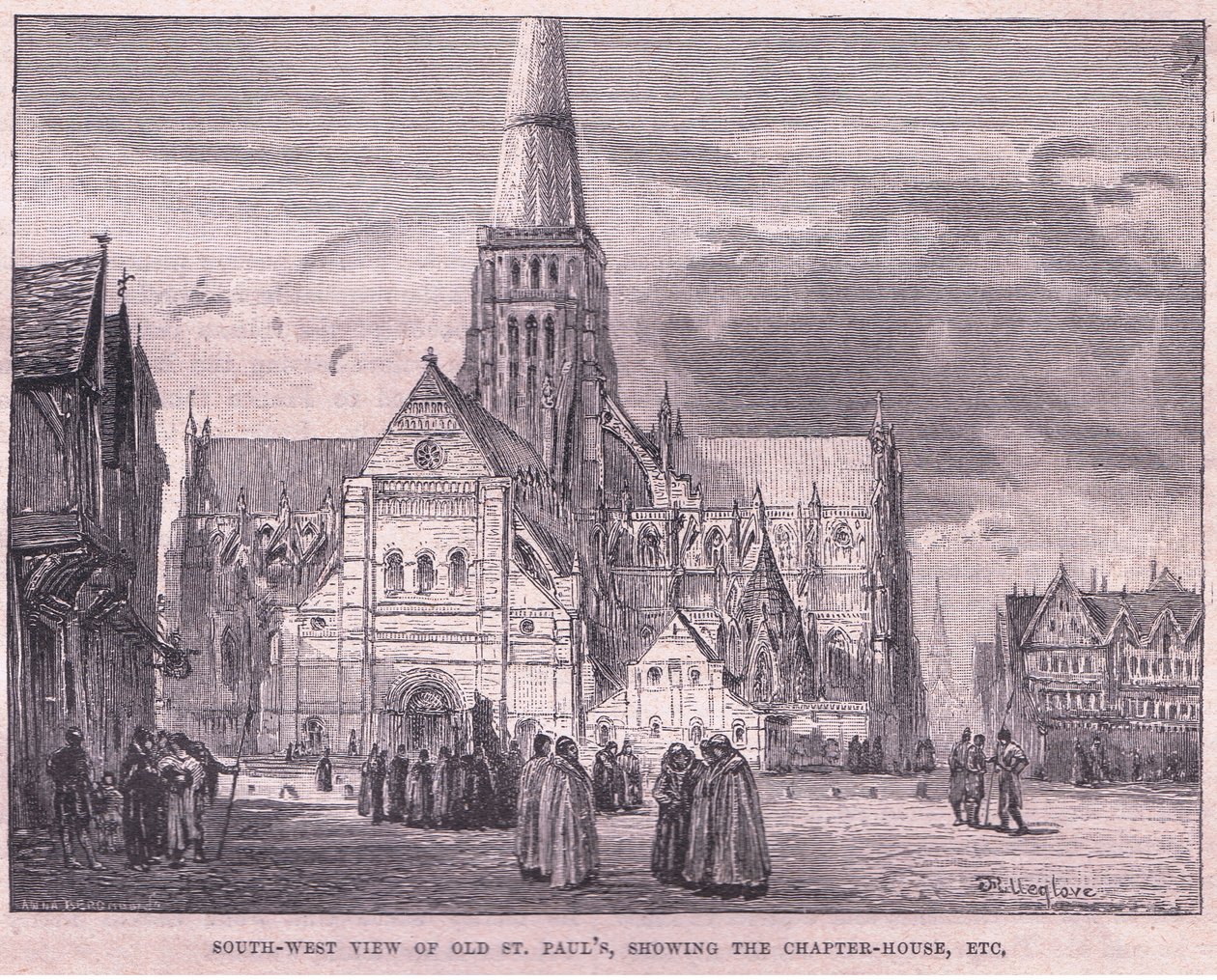 Widok na południowy zachód starego St Pauls autorstwa John Fulleylove
