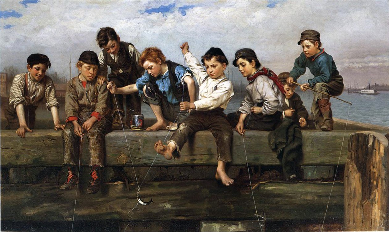 Chłopcy wędkarstwo, 1880 autorstwa John George Brown