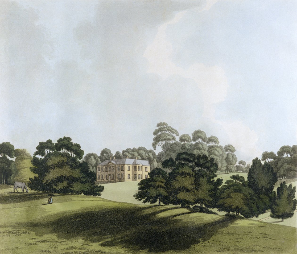 Vinters w Kent, siedziba Jamesa Whatmana Esq., z „Widoków w Kent”, 1800 (akwatinta ręcznie kolorowana) autorstwa John George Wood