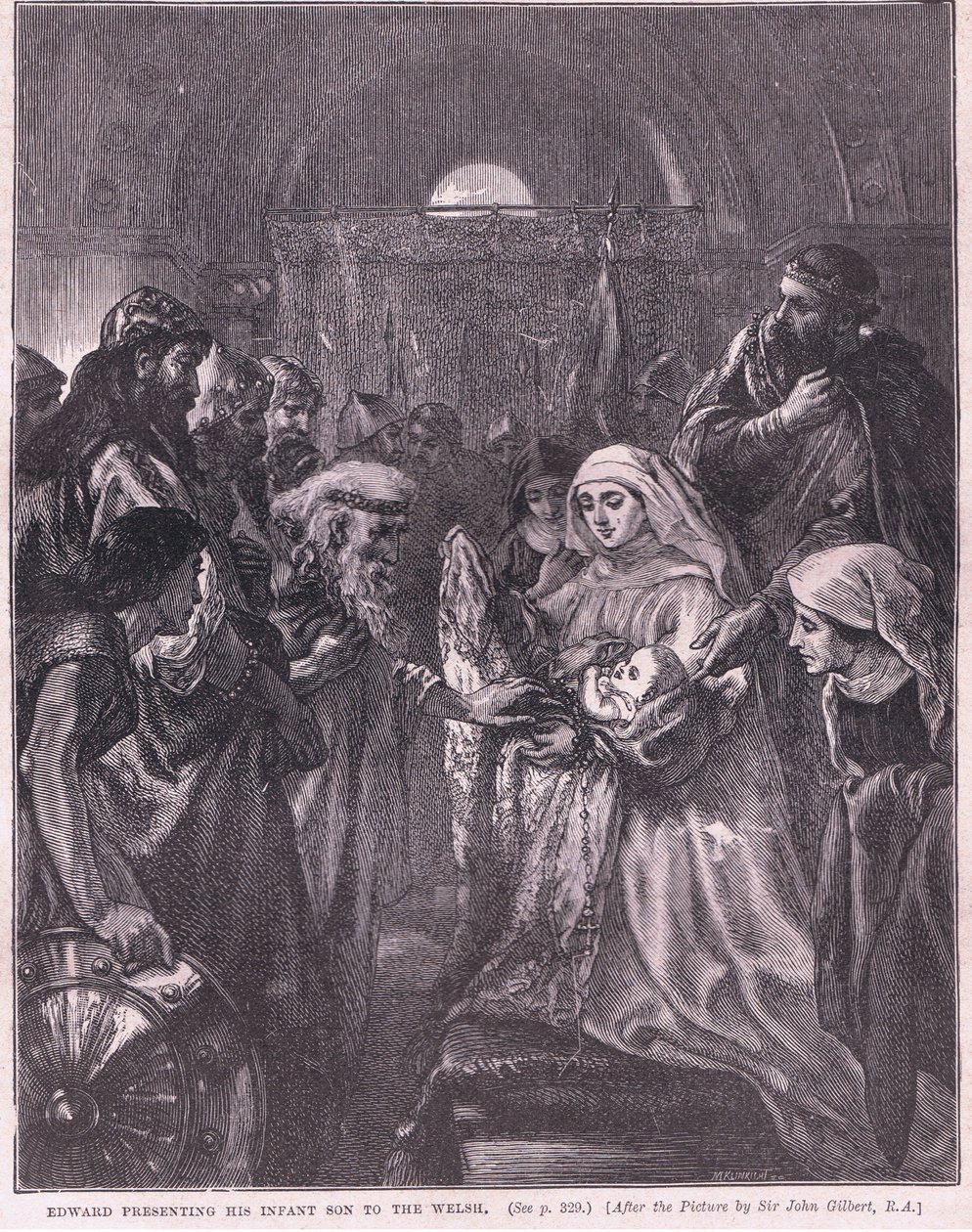 Edward przedstawia swojego małego syna walijskim AD 1282 autorstwa John Gilbert