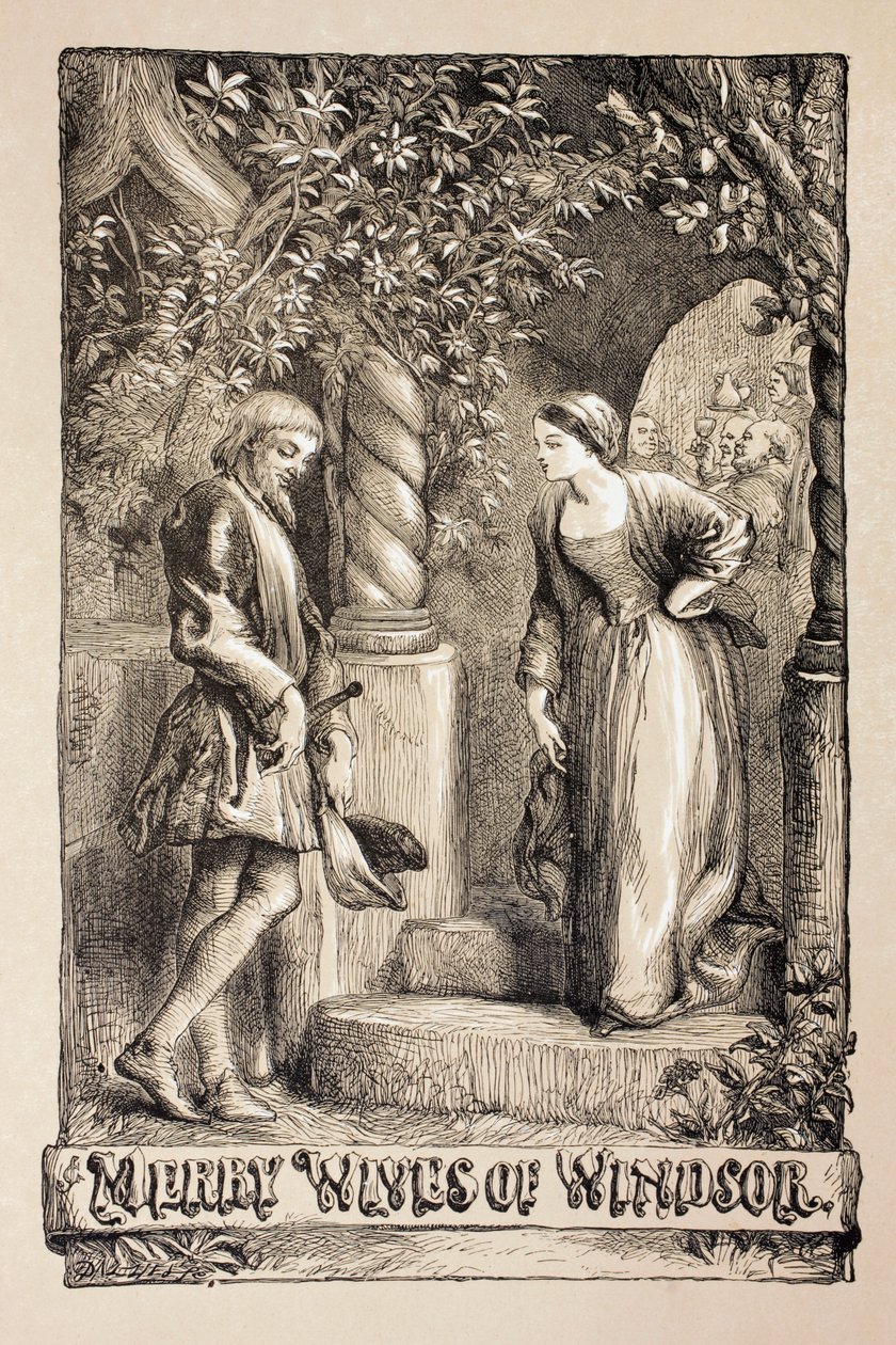 Ilustracja do The Merry Wives of Windsor, z "The Illustrated Library Shakespeare", wydanej w Londynie w 1890 r. autorstwa John Gilbert