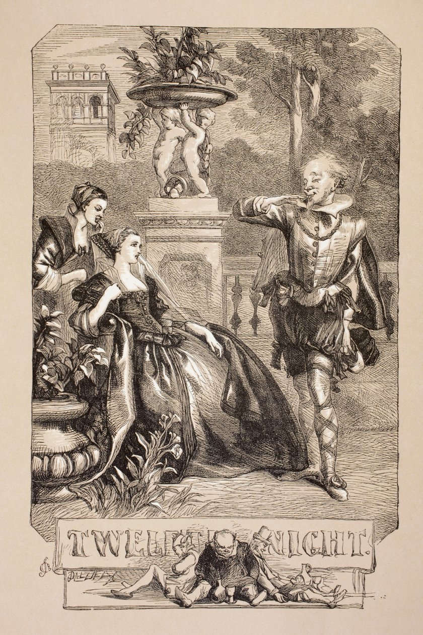 Ilustracja do Twelfth Night z „The Illustrated Library Shakespeare”, wydanej w Londynie 1890 autorstwa John Gilbert