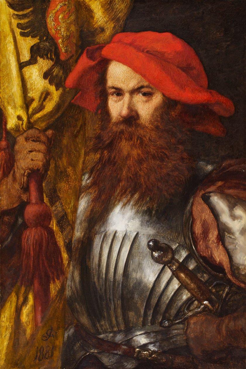 The Standard Bearer, 1881 (wc i gwasz na papierze) autorstwa John Gilbert