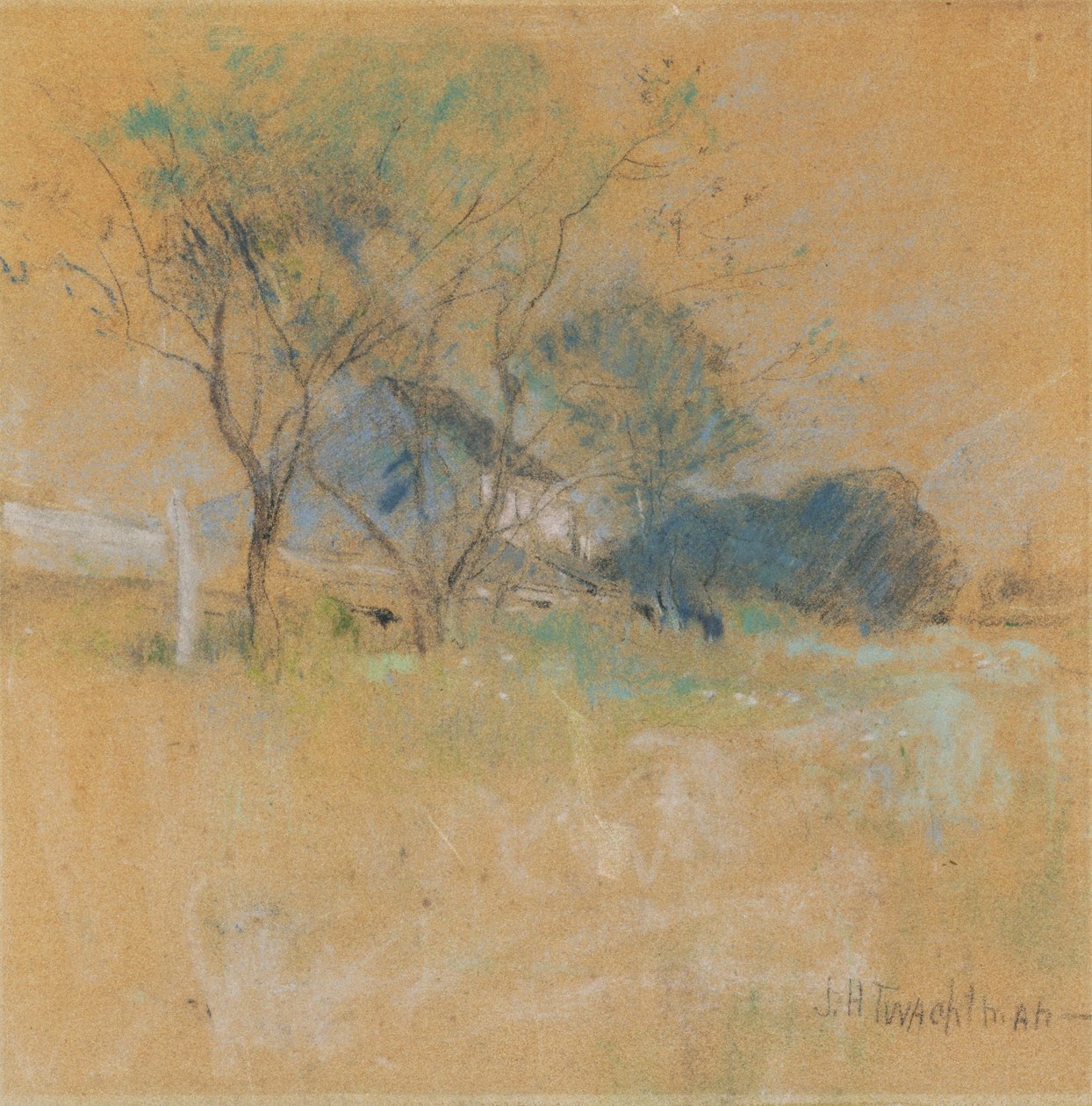 Dom i drzewo autorstwa John Henry Twachtman