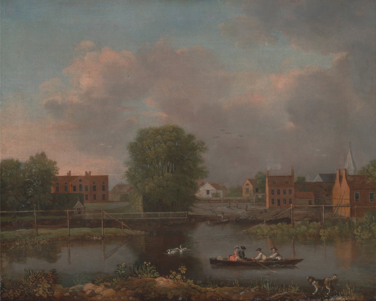 Krajobraz rzeczny, prawdopodobnie widok z West End of Rochester Bridge autorstwa John Inigo Richards