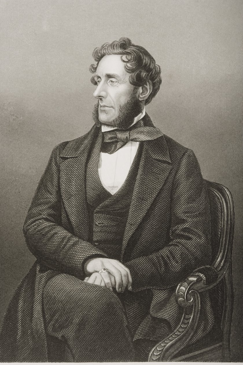 Anthony Ashley Cooper (1801-1885) 7. hrabia Shaftesbury, ryty przez D.J. Pound z fotografii, z „The Drawing-Room of Eminent Personages, Volume 2”, wydanej w Londynie, 1860 autorstwa John Jabez Edwin Paisley Mayall