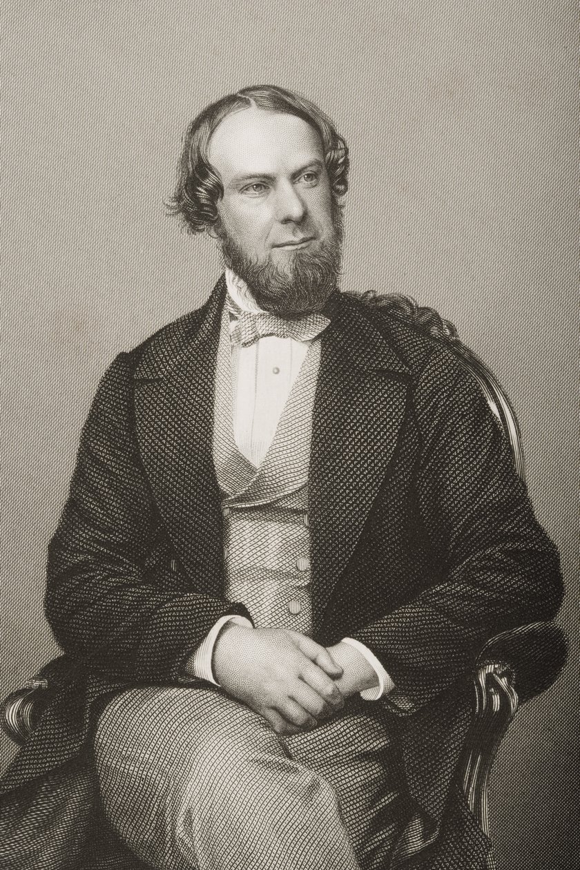 John Wodehouse (1826-1902) 1. hrabia Kimberley, grawerowany przez D.J. Pound z fotografii, z „The Drawing-Room of Eminent Personages, Volume 2”, wydanej w Londynie, 1860 autorstwa John Jabez Edwin Paisley Mayall