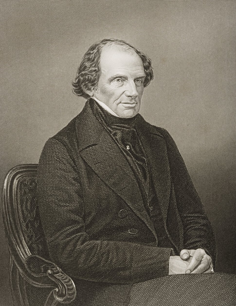 Lord John Russell (1792-1878) 1. hrabia Russell, grawerowany przez D.J. Pound z fotografii, z „The Drawing-Room of Eminent Personages, Volume 2”, wydanej w Londynie, 1860 autorstwa John Jabez Edwin Paisley Mayall