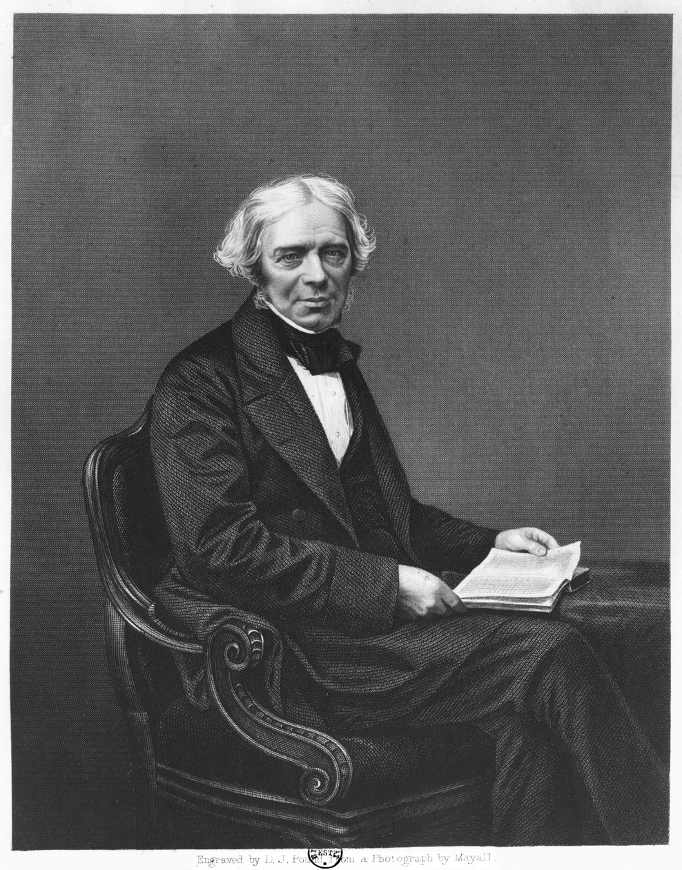 Portret Michaela Faradaya (1791-1867) rytowany przez D.J. Funt ze zdjęcia autorstwa John Jabez Edwin Paisley Mayall