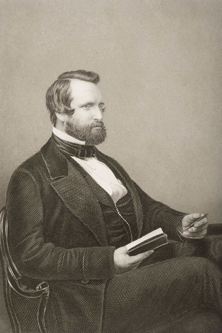 Sir Francis Crossley Baronet (1817-72) grawerowany przez D.J. Pound z fotografii, z „The Drawing-Room of Eminent Personages, Volume 2”, wydanej w Londynie, 1860 autorstwa John Jabez Edwin Paisley Mayall