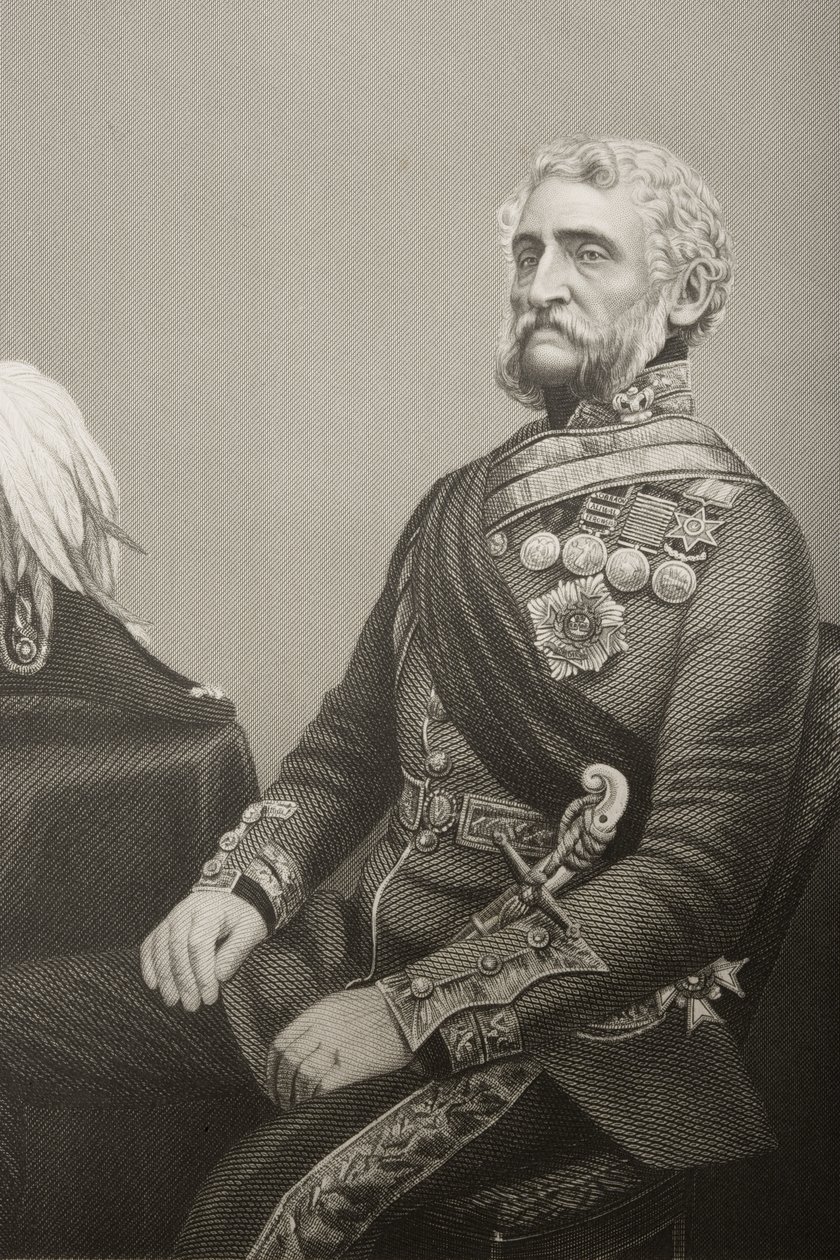 Sir George Harry Wakelyn Smith (1787-1860) grawerowany przez D.J. Pound z fotografii, z „The Drawing-Room of Eminent Personages, Volume 2”, wydanej w Londynie, 1860 autorstwa John Jabez Edwin Paisley Mayall