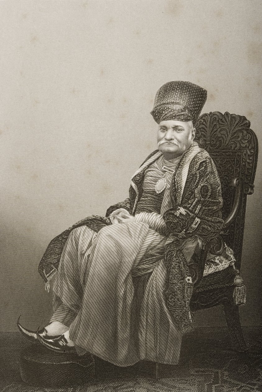 Sir Jamsetjee Jeejeebhoy (1783-1859) wyryty przez D.J. Pounda z fotografii, z "The Drawing-Room of Eminent Personages, Volume 2", wydanej w Londynie w 1860 r. autorstwa John Jabez Edwin Paisley Mayall
