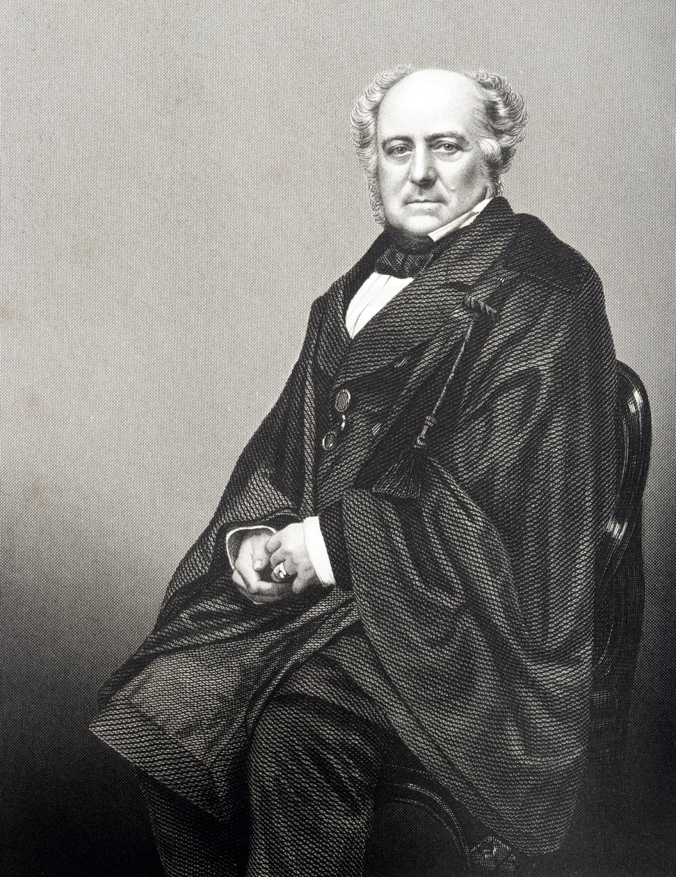Sir Richard Bethell (1800-73) 1. baron Westbury, ryty przez D.J. Pound z fotografii, z „The Drawing-Room of Eminent Personages, Volume 2”, wydanej w Londynie, 1860 autorstwa John Jabez Edwin Paisley Mayall