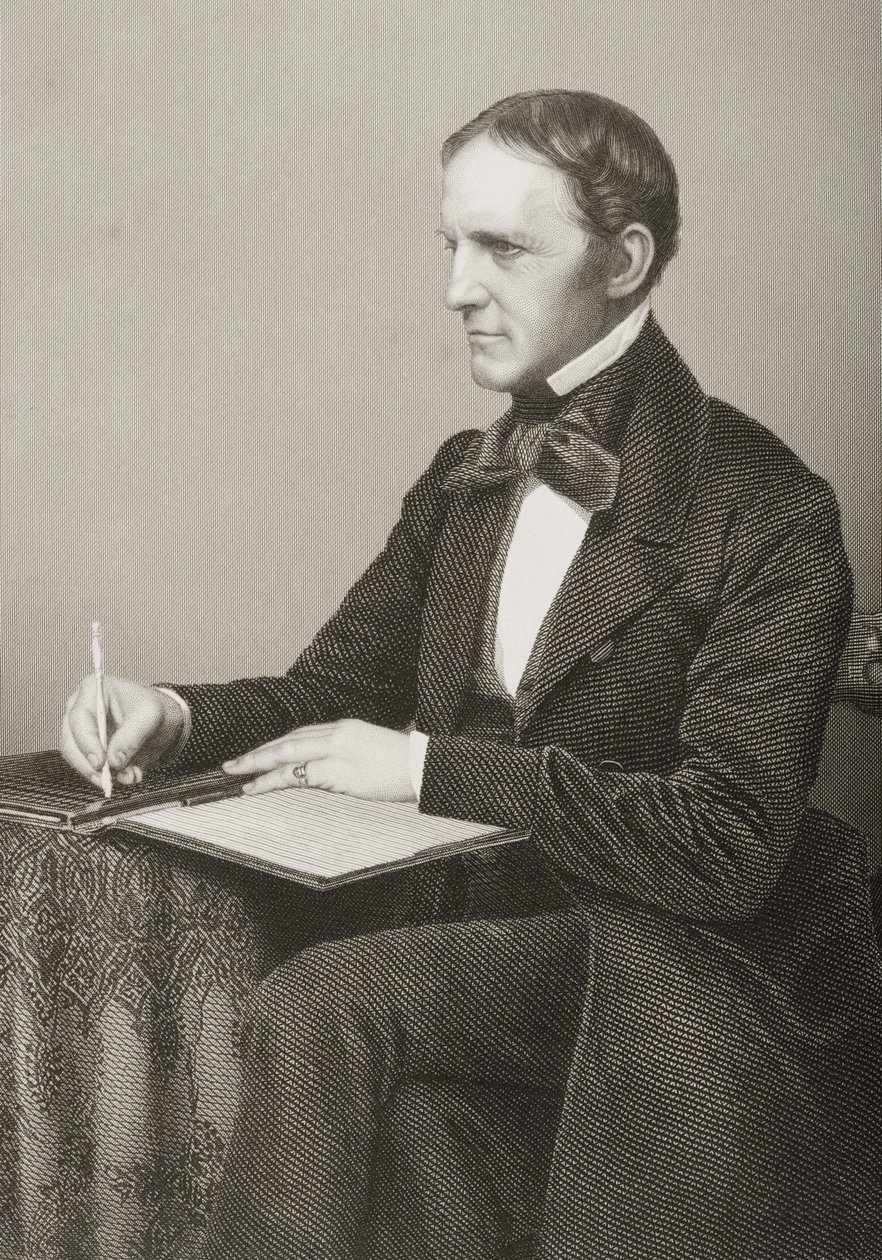 William Hickling Prescott (1796-1859) rytowany przez D.J. Pound z fotografii, z „The Drawing-Room of Eminent Personages, Volume 2”, wydanej w Londynie, 1860 autorstwa John Jabez Edwin Paisley Mayall