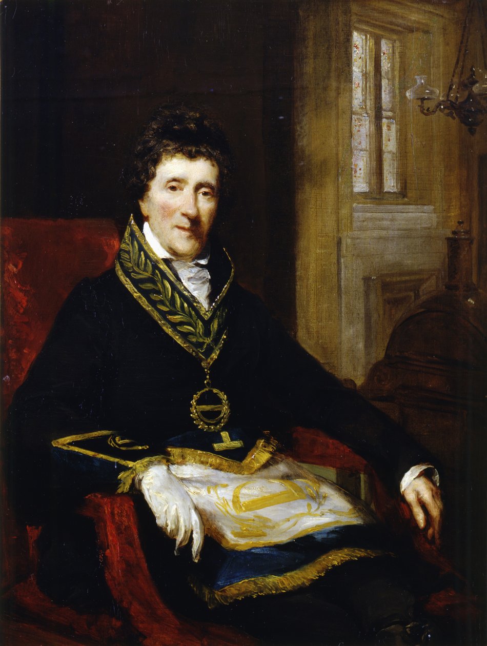 Sir John Soane, w stroju masońskim, jako Wielki Kurator i Prezes Zarządu Robót, 1828-29 autorstwa John Jackson