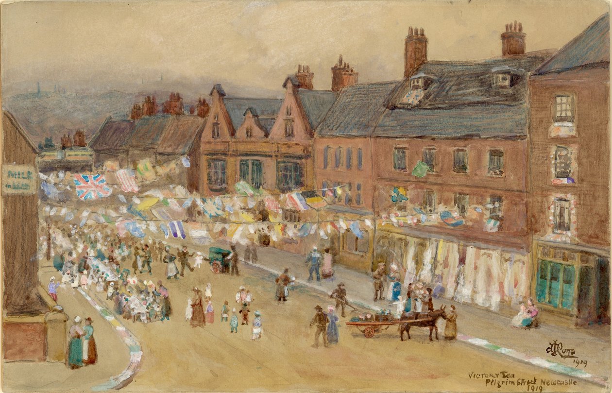 Herbata Zwycięstwa, Pilgrim Street, 1919 (bc, ołówek i toaleta na papierze) autorstwa John Joseph Potts