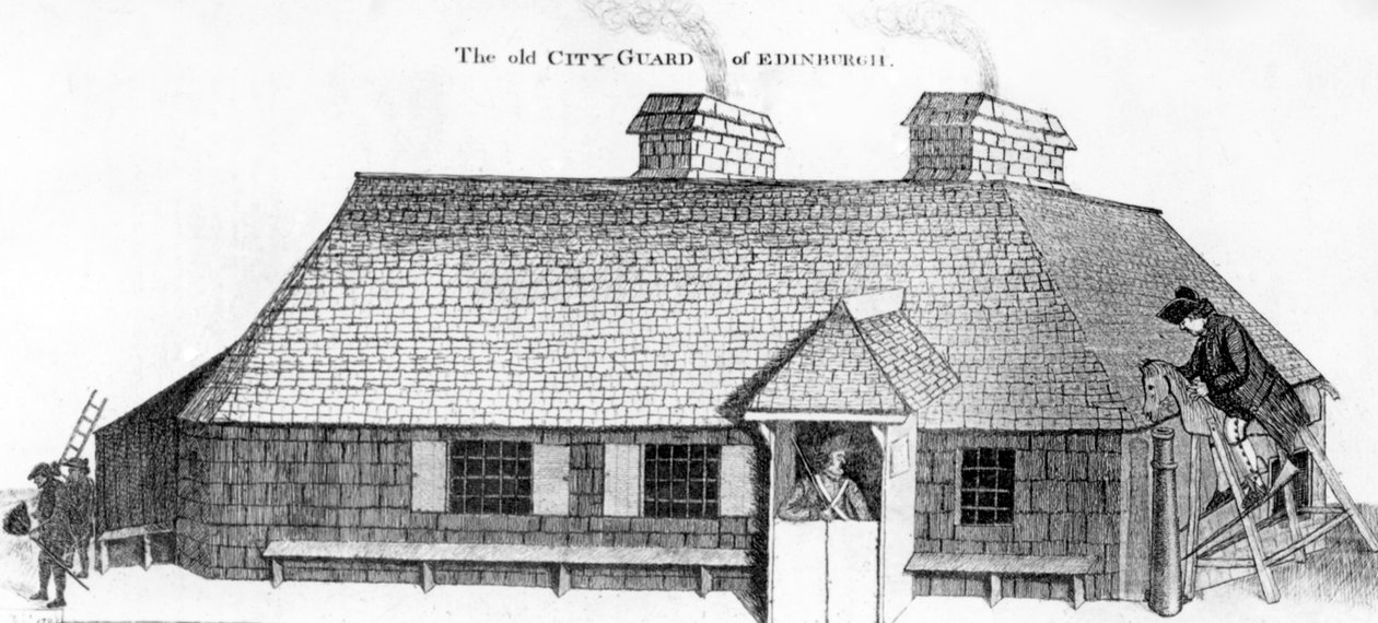 Straż Starego Miasta Edynburga z Drewnianym koniem za ukaranie Żołnierza, 1786 autorstwa John Kay