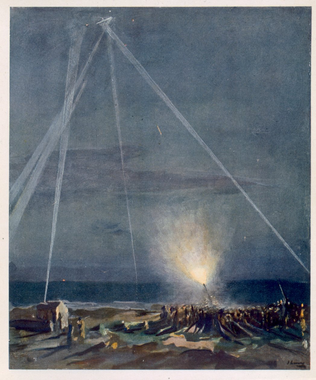 Obrona wybrzeża, od brytyjskich artystów na froncie, kontynuacja frontu zachodniego, 1918 autorstwa John Lavery