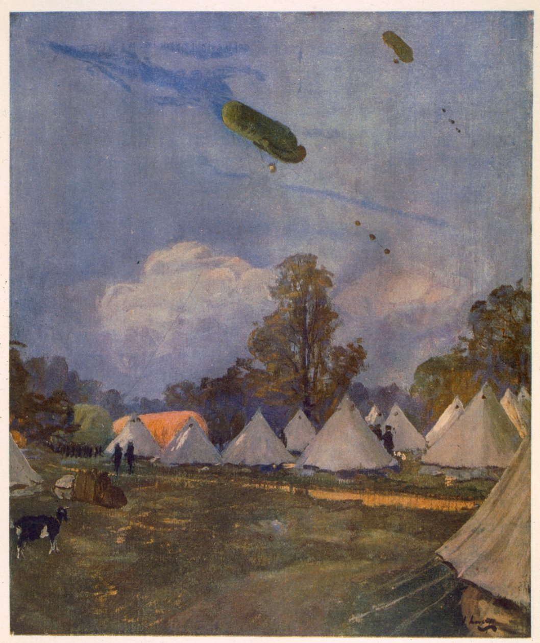 Balony Kite, Roehampton, 1915, od brytyjskich artystów na froncie, kontynuacja frontu zachodniego, 1918 autorstwa John Lavery