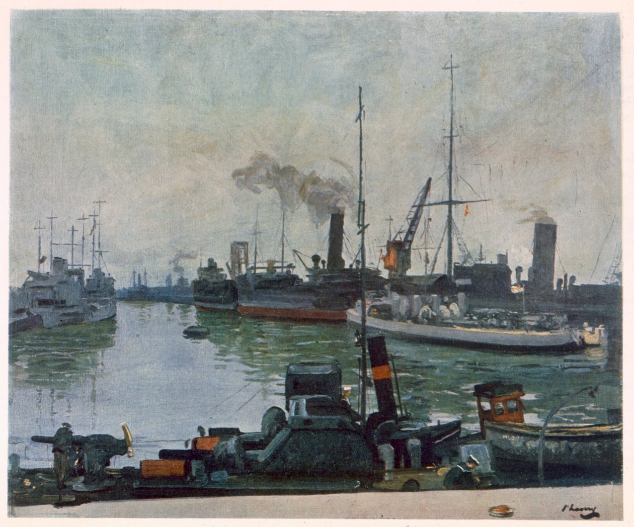 Łodzie patrolowe od brytyjskich artystów na froncie, kontynuacja frontu zachodniego, 1918 autorstwa John Lavery