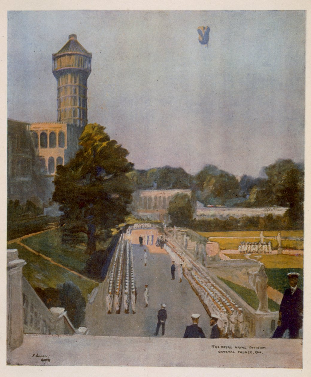 RND Crystal Palace, miejsce znane jako Quarter-Deck, od brytyjskich artystów na froncie, kontynuacja frontu zachodniego, 1918 autorstwa John Lavery