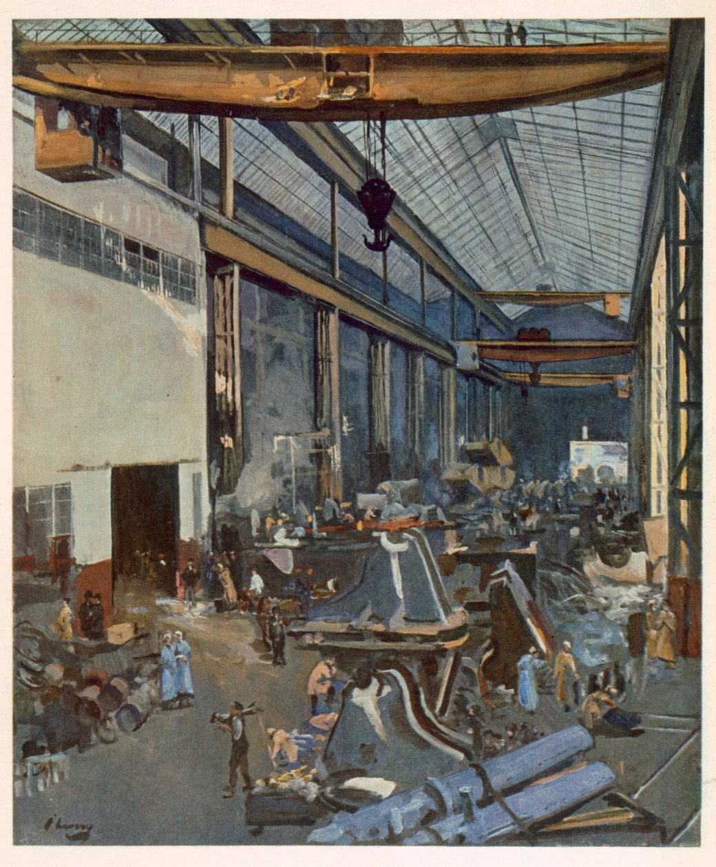 Czołgi w Newcastle, od brytyjskich artystów na froncie, kontynuacja frontu zachodniego, 1918 autorstwa John Lavery